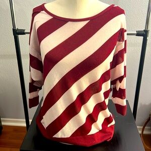 Red and white 3/4 sleeve shirt